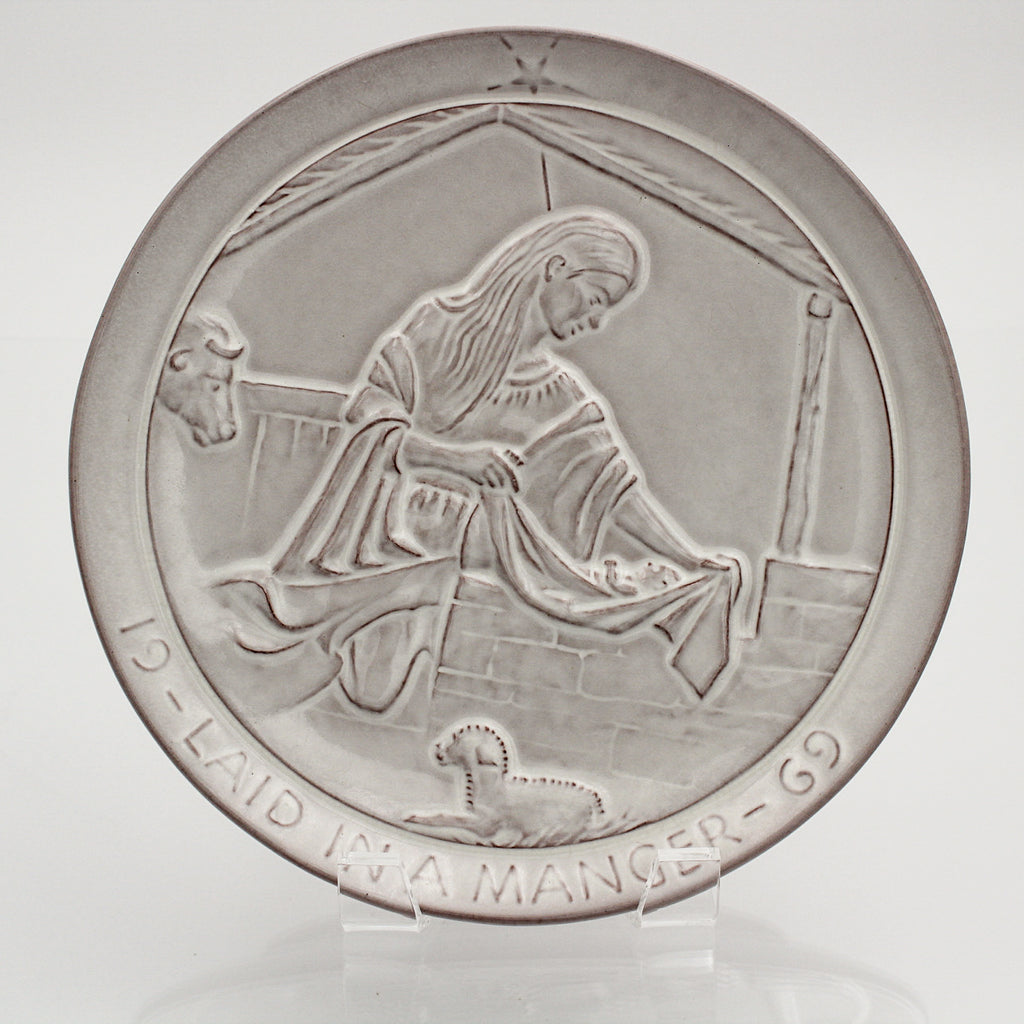 Frankoma 1969 Christmas Plate – Laid in a Manger by John Frank