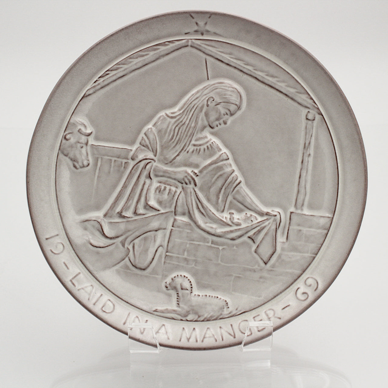 Frankoma 1969 Christmas Plate – Laid in a Manger by John Frank