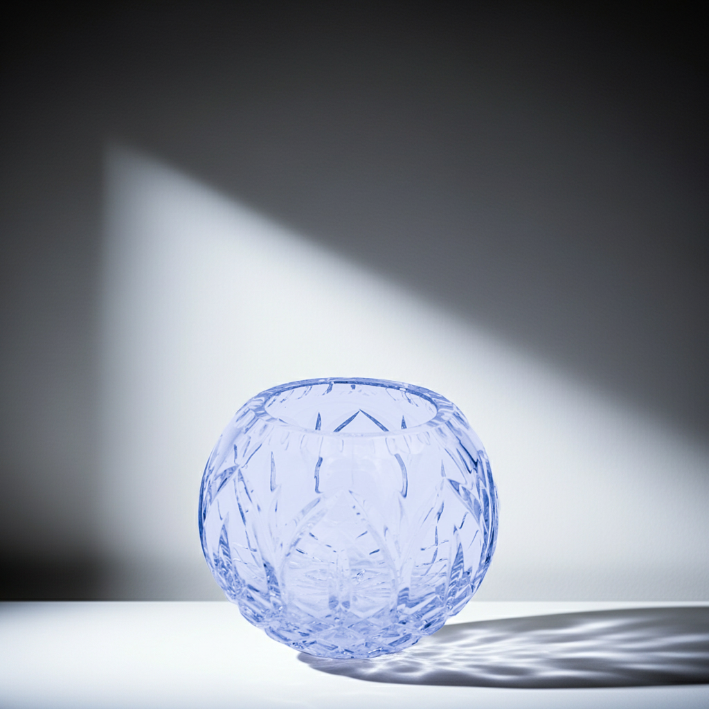 Heavy Vintage Cut Crystal Rose Bowl Vase – Elegant Mid-Century Design