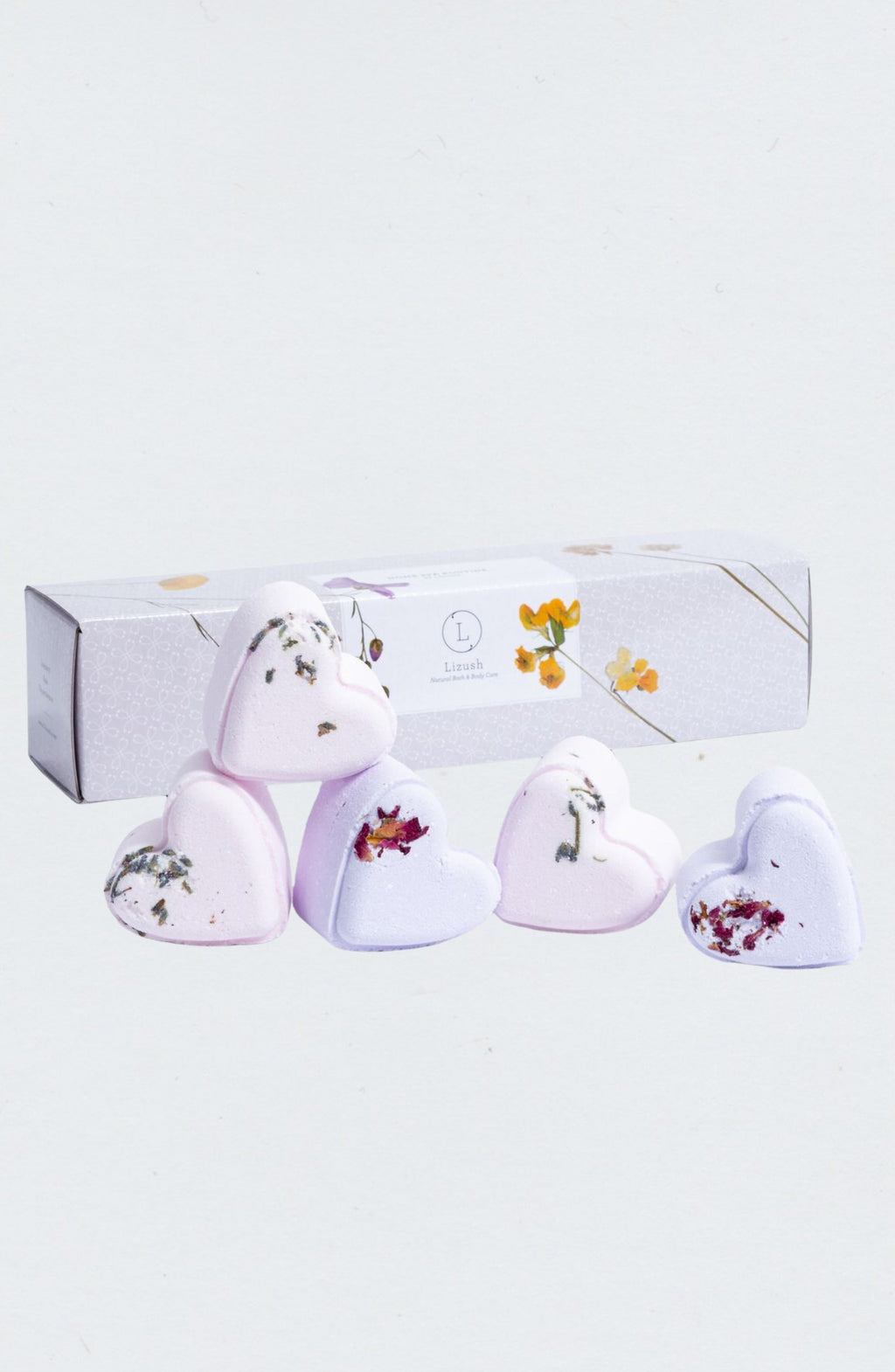 Set of 5 Heart Shaped Shower Steamers Package  - in a Gift Box