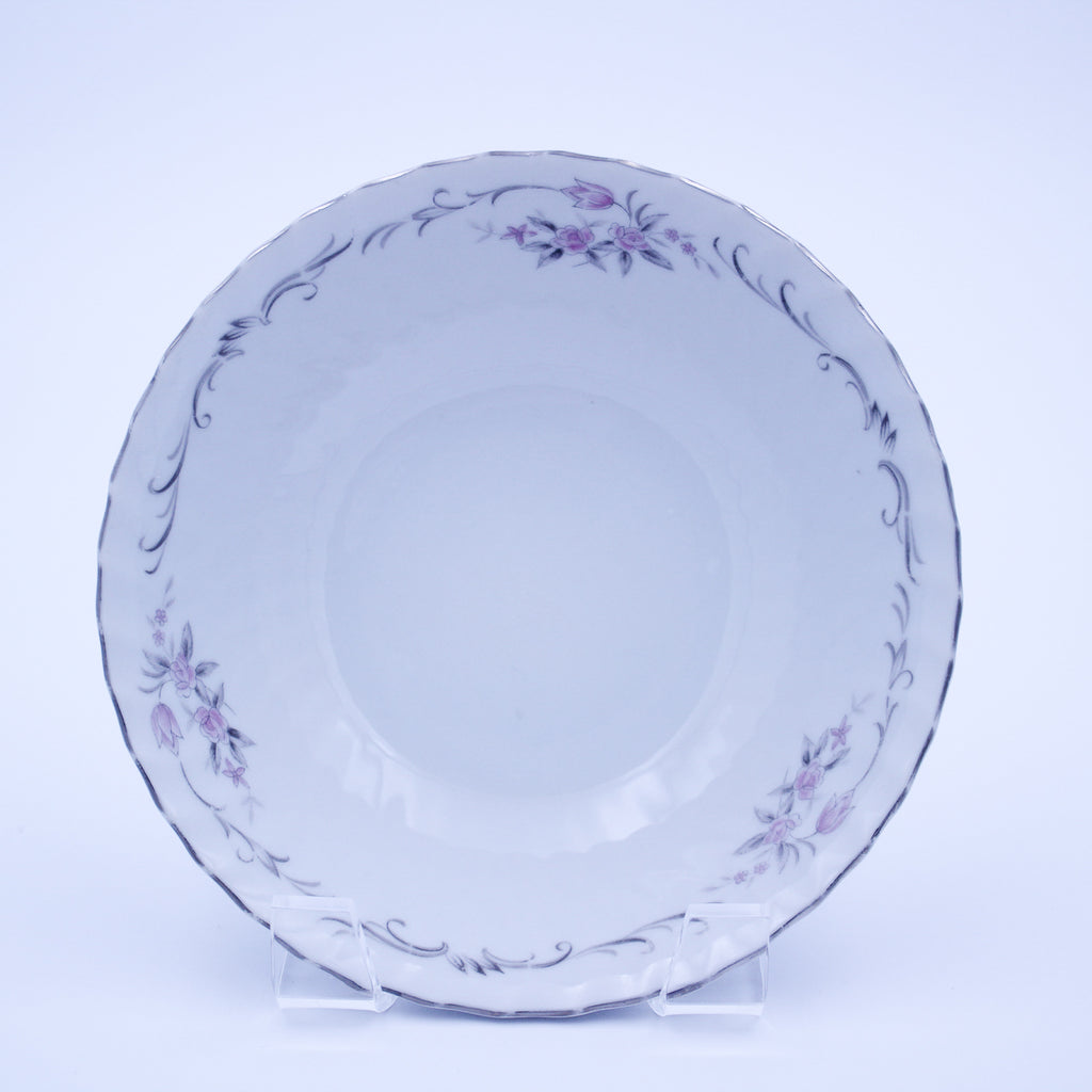 Gold Standard GST1 Porcelain Soup Bowl – Pink Rosebud Silver Edge Vintage