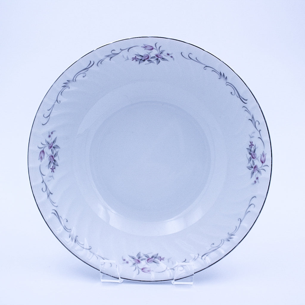 Gold Standard GST1 Porcelain Serving Bowl – Pink Rosebud Silver Edge Vintage