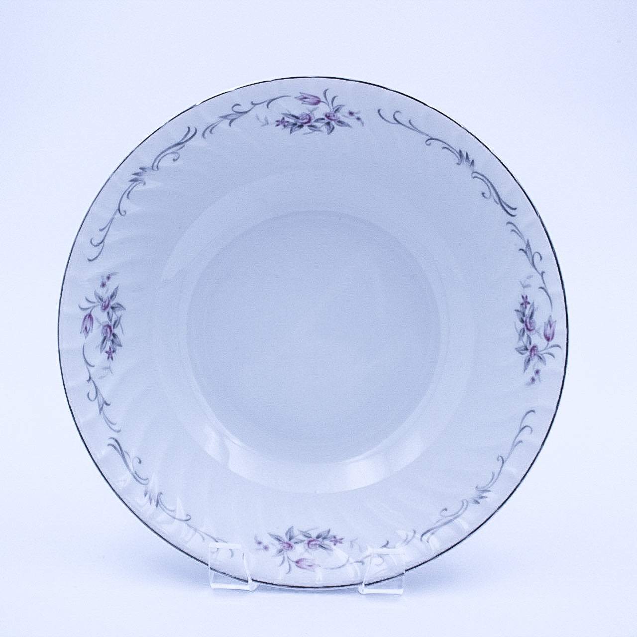 Gold Standard GST1 Porcelain Serving Bowl – Pink Rosebud Silver Edge Vintage