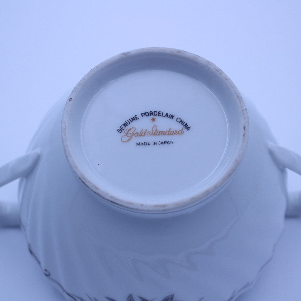 Gold Standard GST1 Porcelain Sugar Creamer – Pink Rosebud Silver Edge Vintage