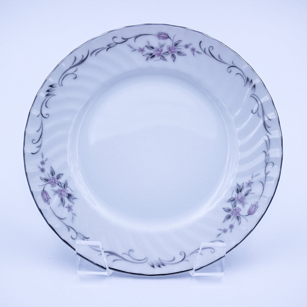 Gold Standard GST1 Porcelain Bread Plate – Pink Rosebud Silver Edge Vintage