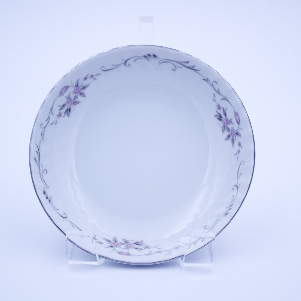 Gold Standard GST1 Porcelain Fruit Dessert Bowl – Pink Rosebud Silver Edge Vintage