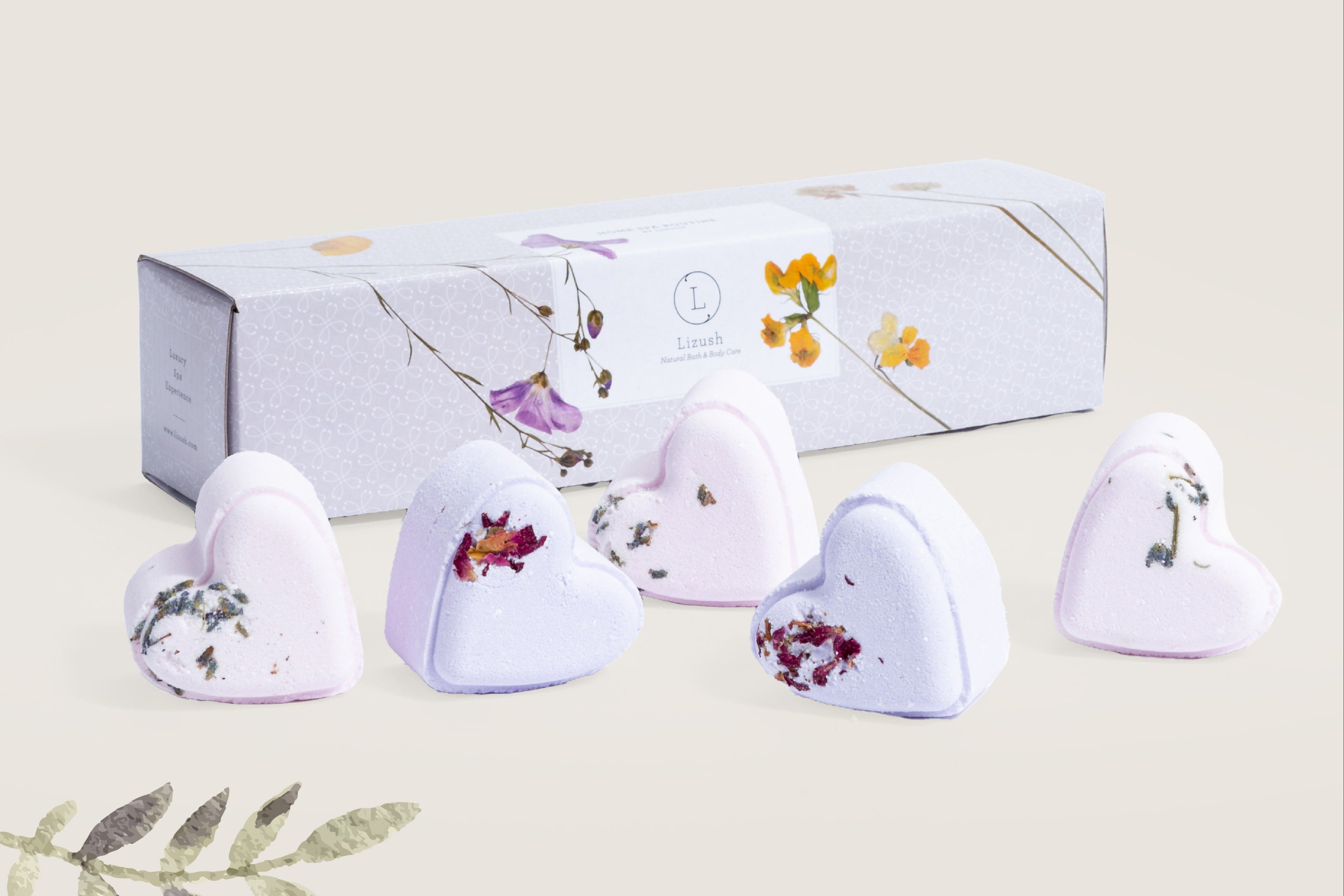 Set of 5 Heart Shaped Shower Steamers Package  - in a Gift Box