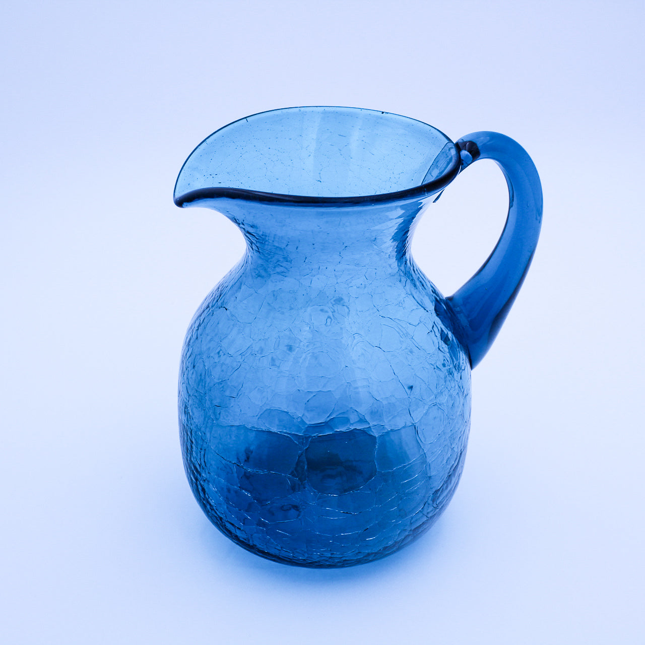 Vintage MCM Blenko 543 Teal Crackle Glass Pitcher, Rare Find