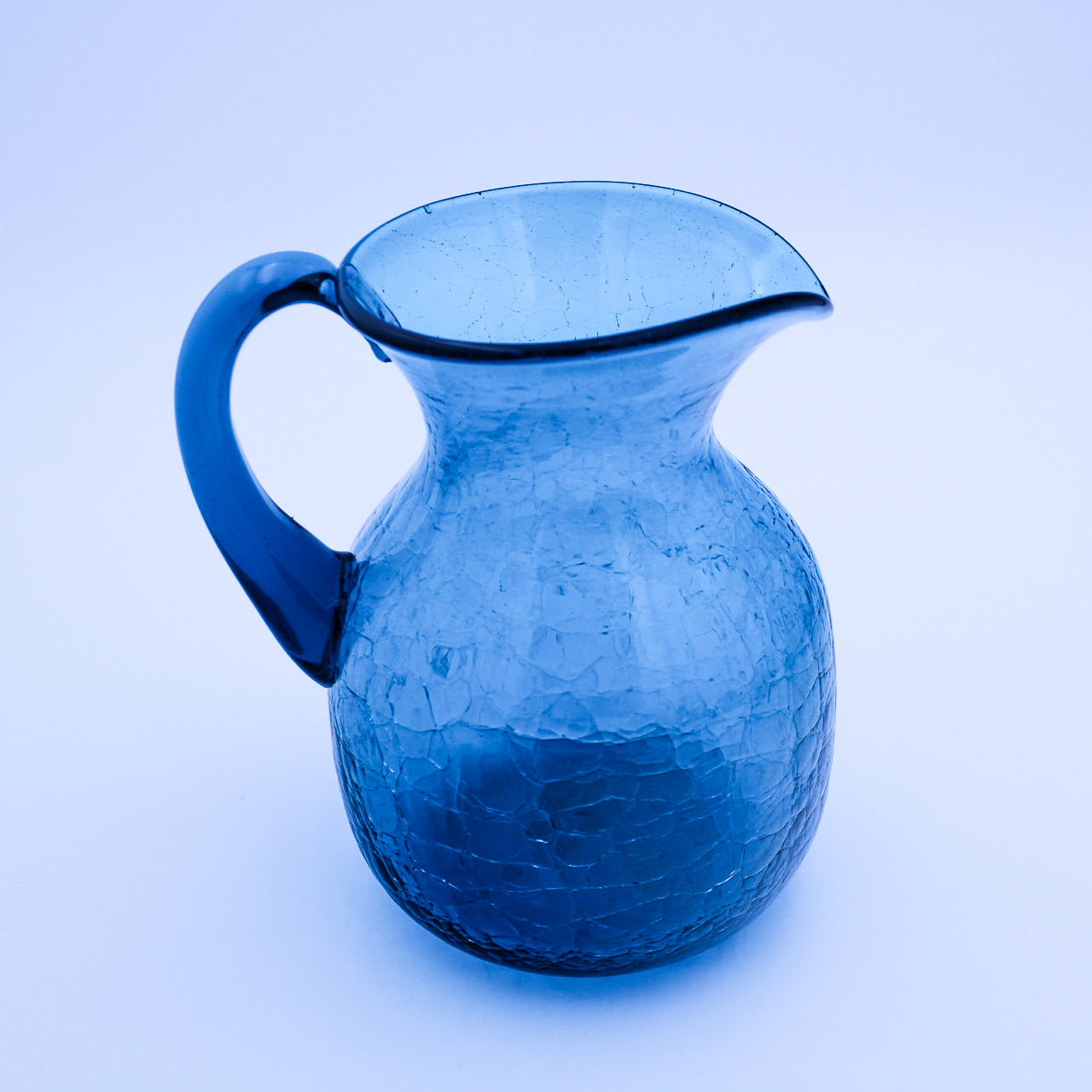 Vintage MCM Blenko 543 Teal Crackle Glass Pitcher, Rare Find