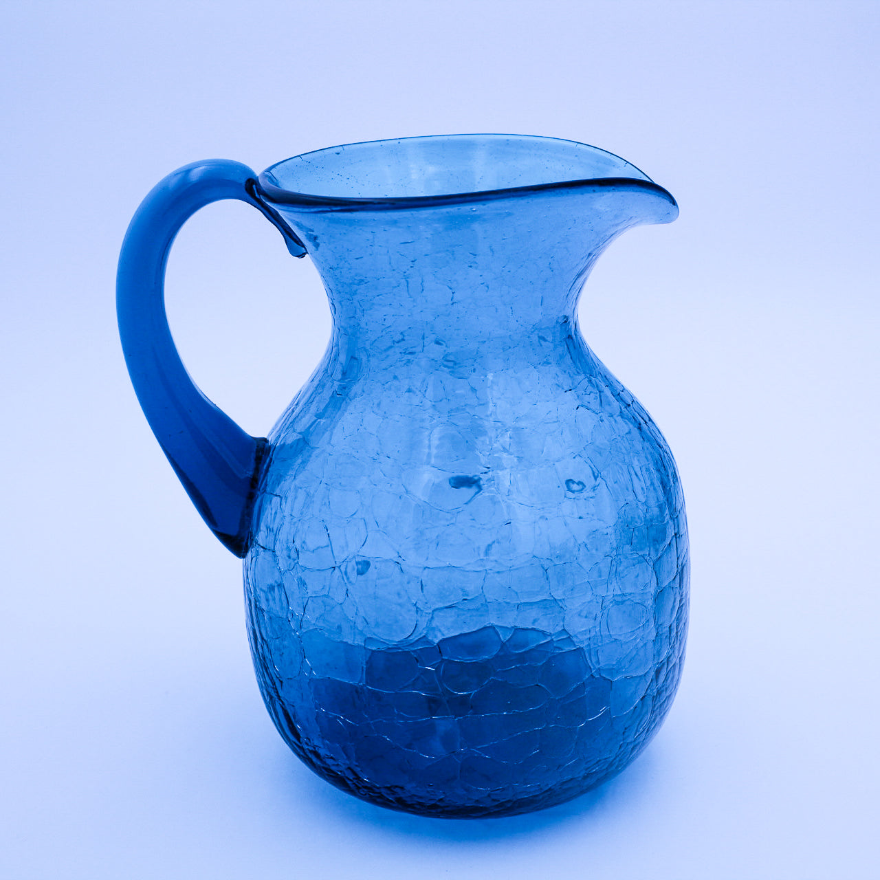 Vintage MCM Blenko 543 Teal Crackle Glass Pitcher, Rare Find