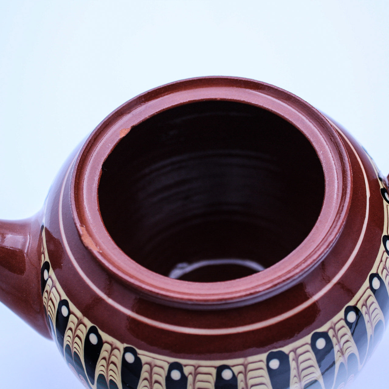 Vintage Bulgarian Troyan Redware Teapot – Peacock’s Eye Folk Pottery