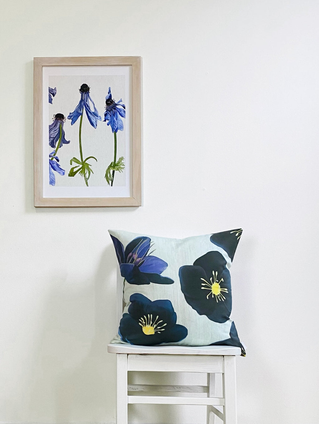 Throw Pillow: Black Hellebore on Snow