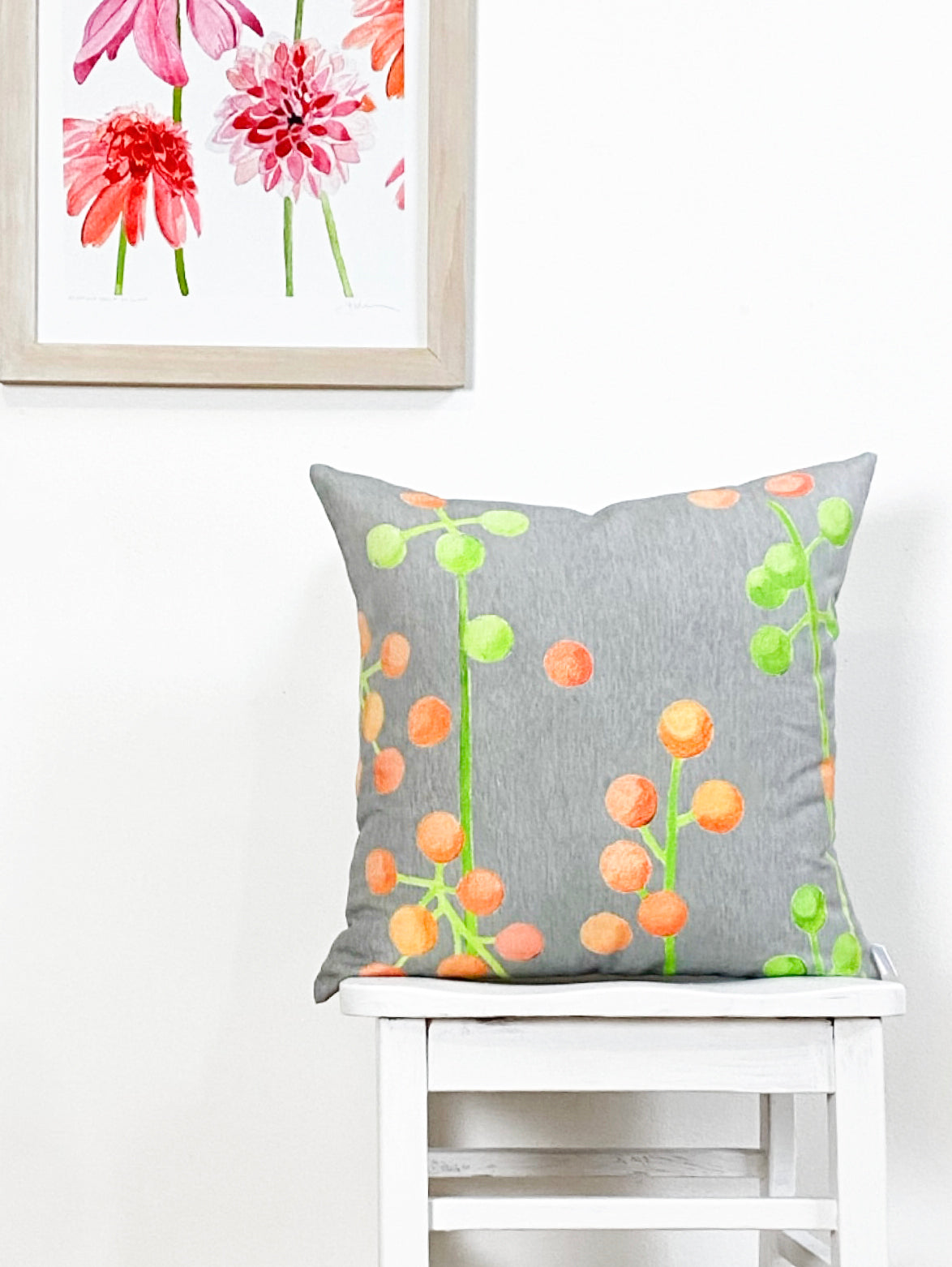 Throw Pillow: Brunia on Grey