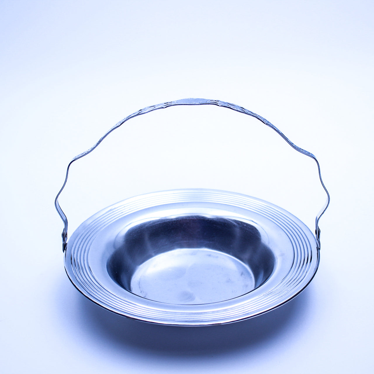 Mid‑Century Chrome Tray w/ Glass Insert for Candy or Nuts Vintage