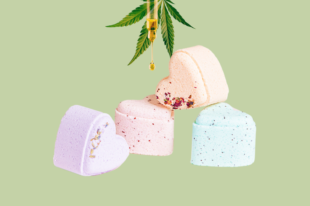 Bath Bombs with CBD -  5 Hearts Shaped with CBD - in a Gift Box (THC free)