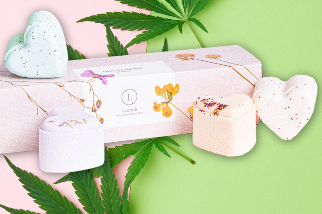 CBD -  5 Hearts Shaped Shower Steamers/ fizzies with CBD - in a Gift Box (THC free)