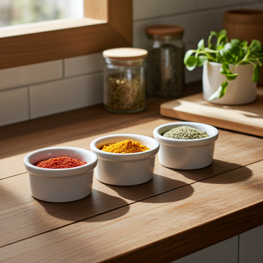 Vintage Hall China #362 White Ramekin Set of 3, 2.5oz, Used