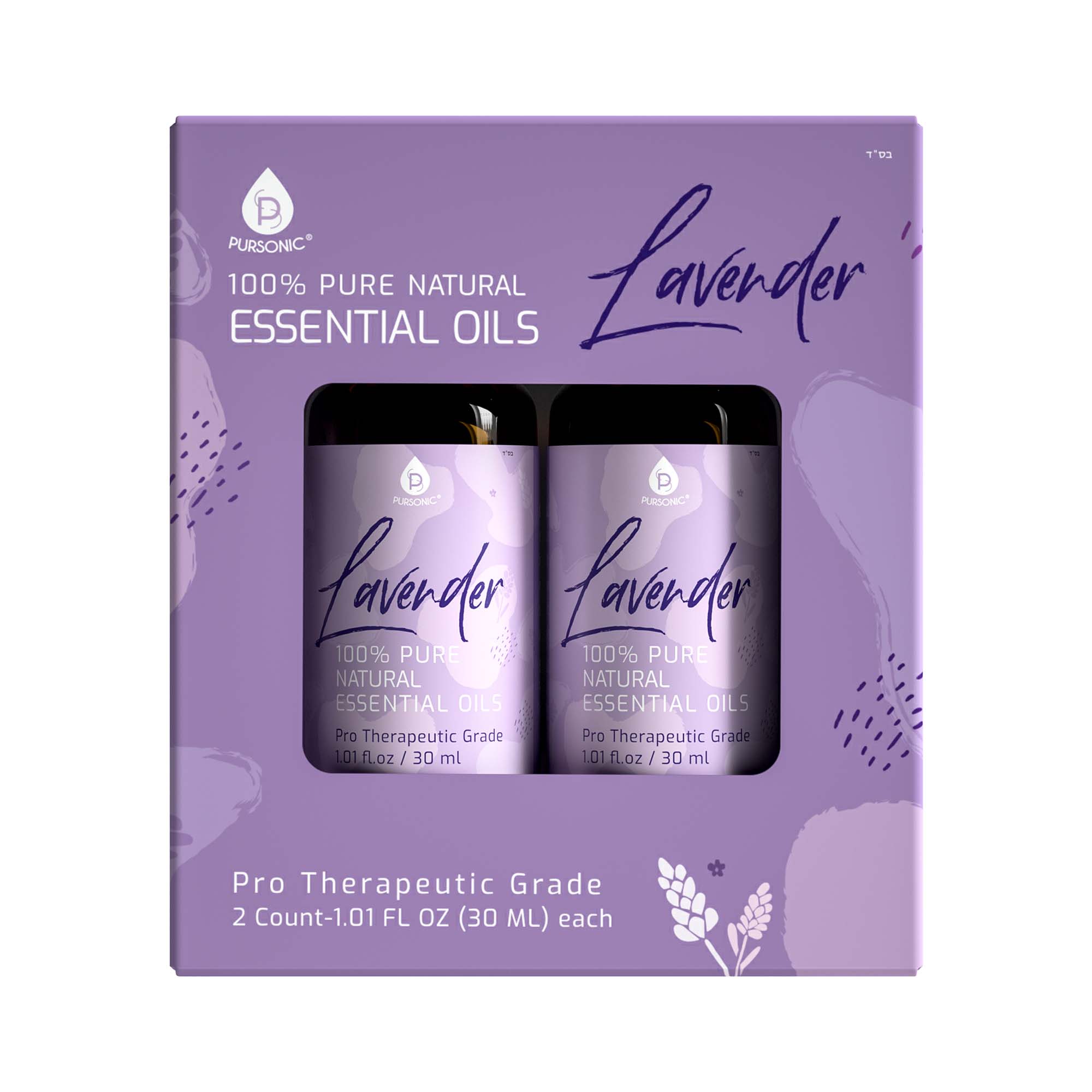 Pursonic 100% Natural Lavender Essential Oils, Pro Therapeutic Grade - 2 Count 30ML Each