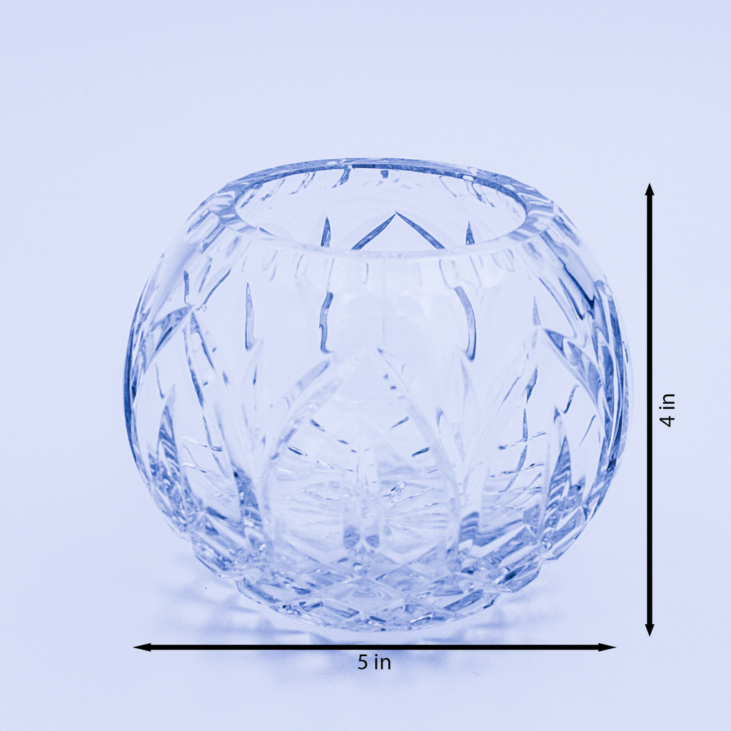 Heavy Vintage Cut Crystal Rose Bowl Vase – Elegant Mid-Century Design