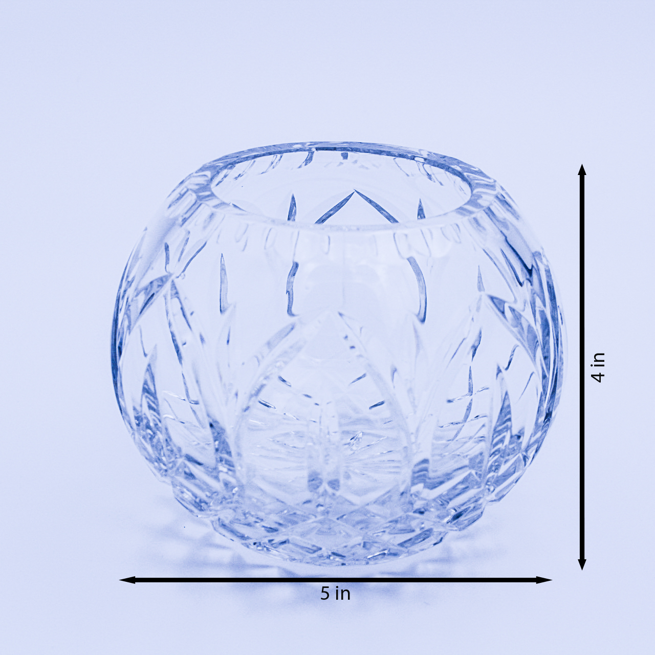 Heavy Vintage Cut Crystal Rose Bowl Vase – Elegant Mid-Century Design