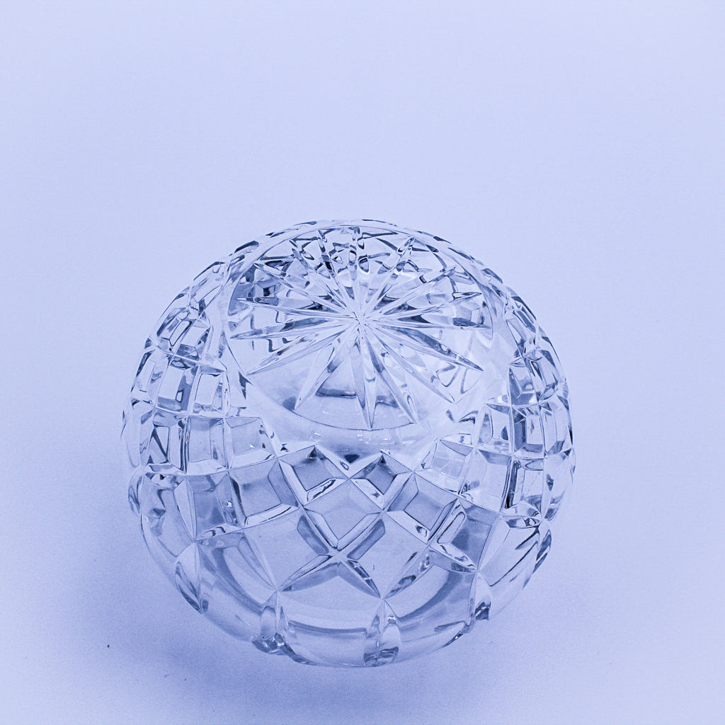 Heavy Vintage Cut Crystal Rose Bowl Vase – Elegant Mid-Century Design