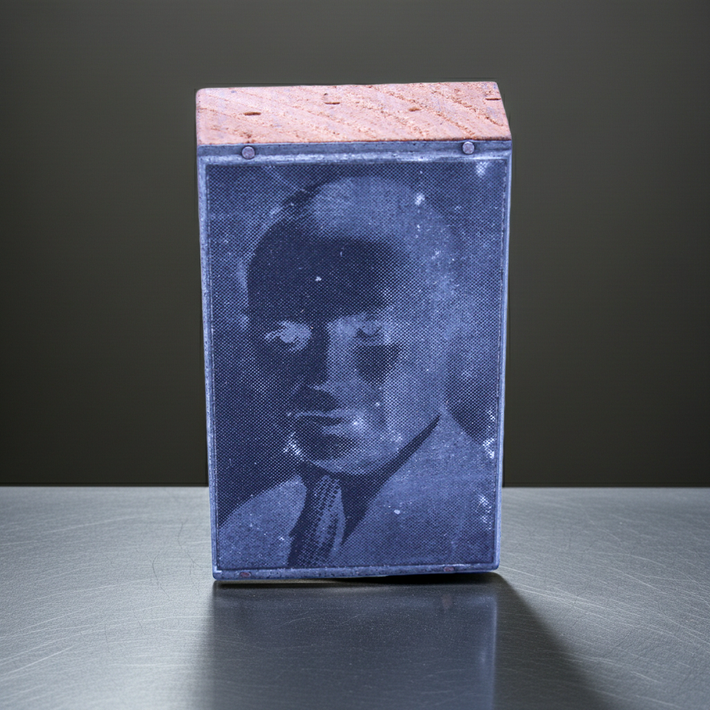 Antique Photo on Copper Printing Plate (Wood Block Mount)