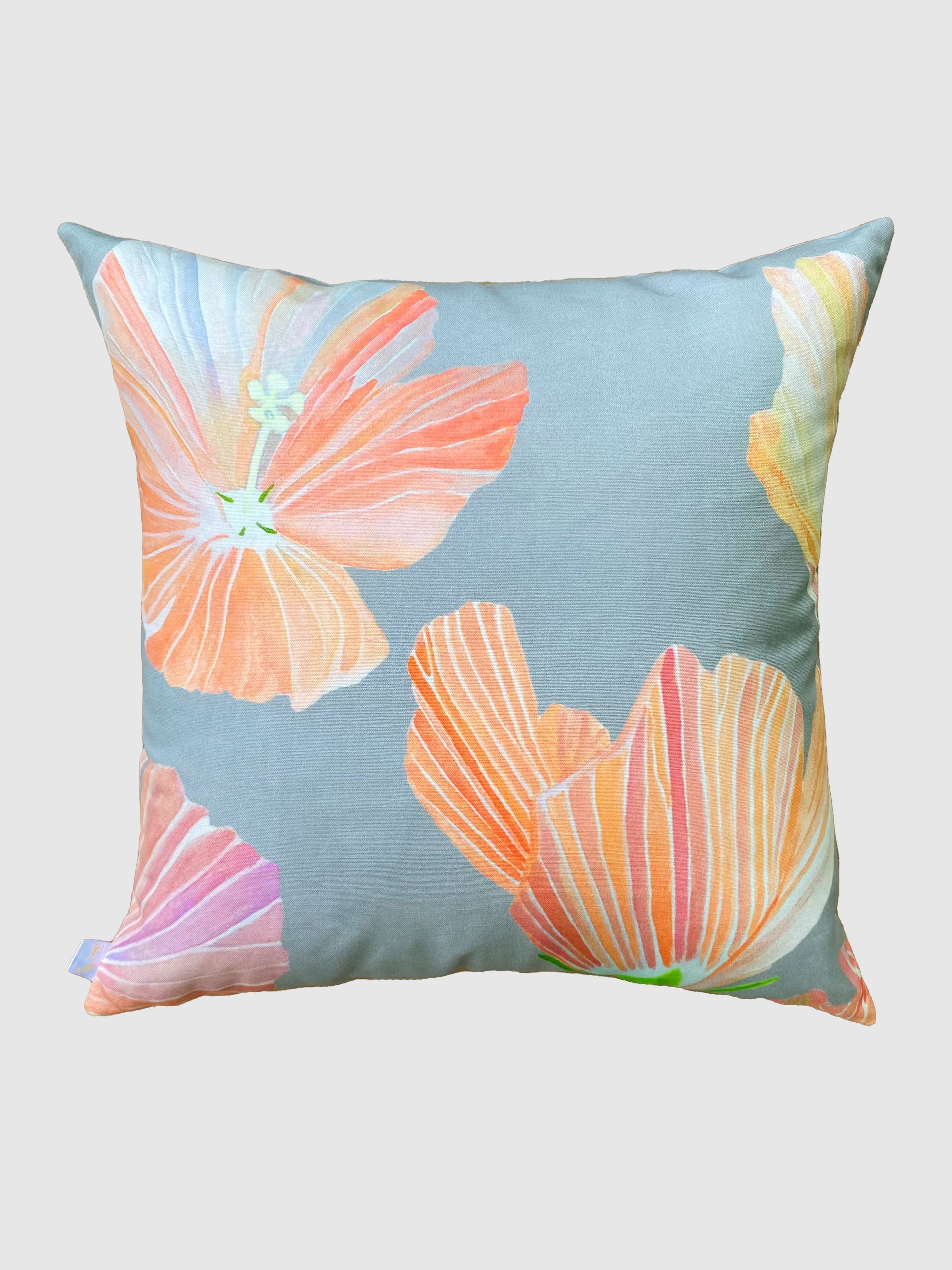 Throw Pillow: Hibiscus on Grey