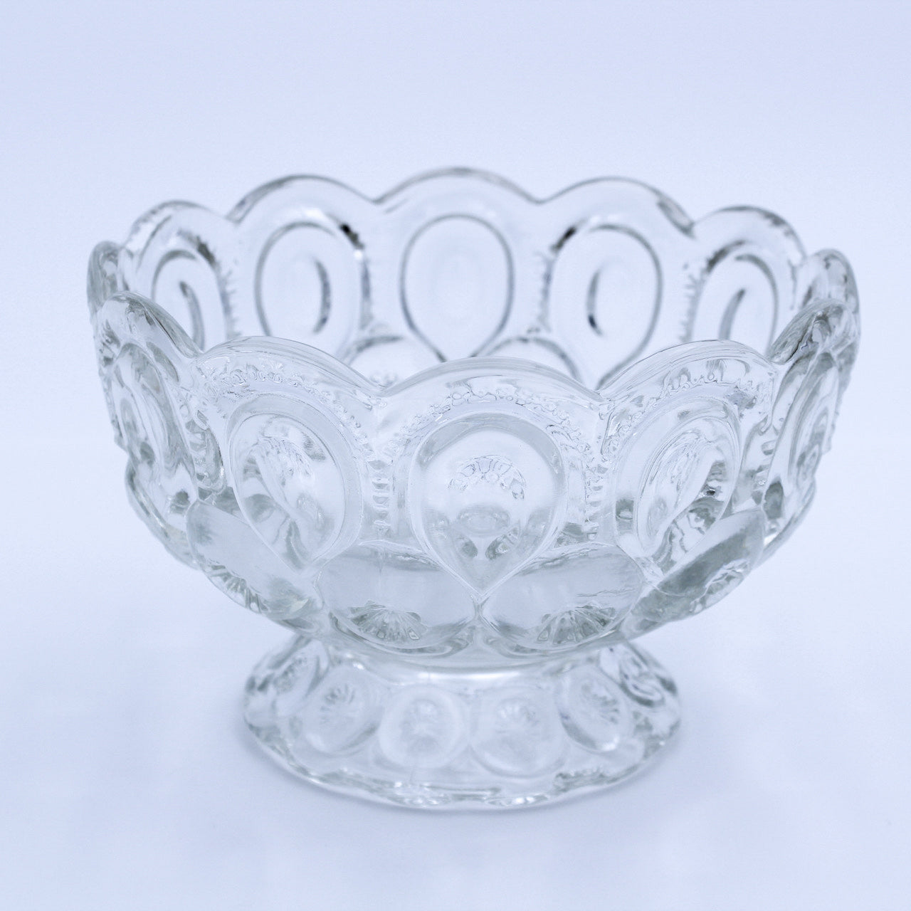 Vintage L.E. Smith Moon & Star Clear Glass Pedestal Dish Bowl 6"