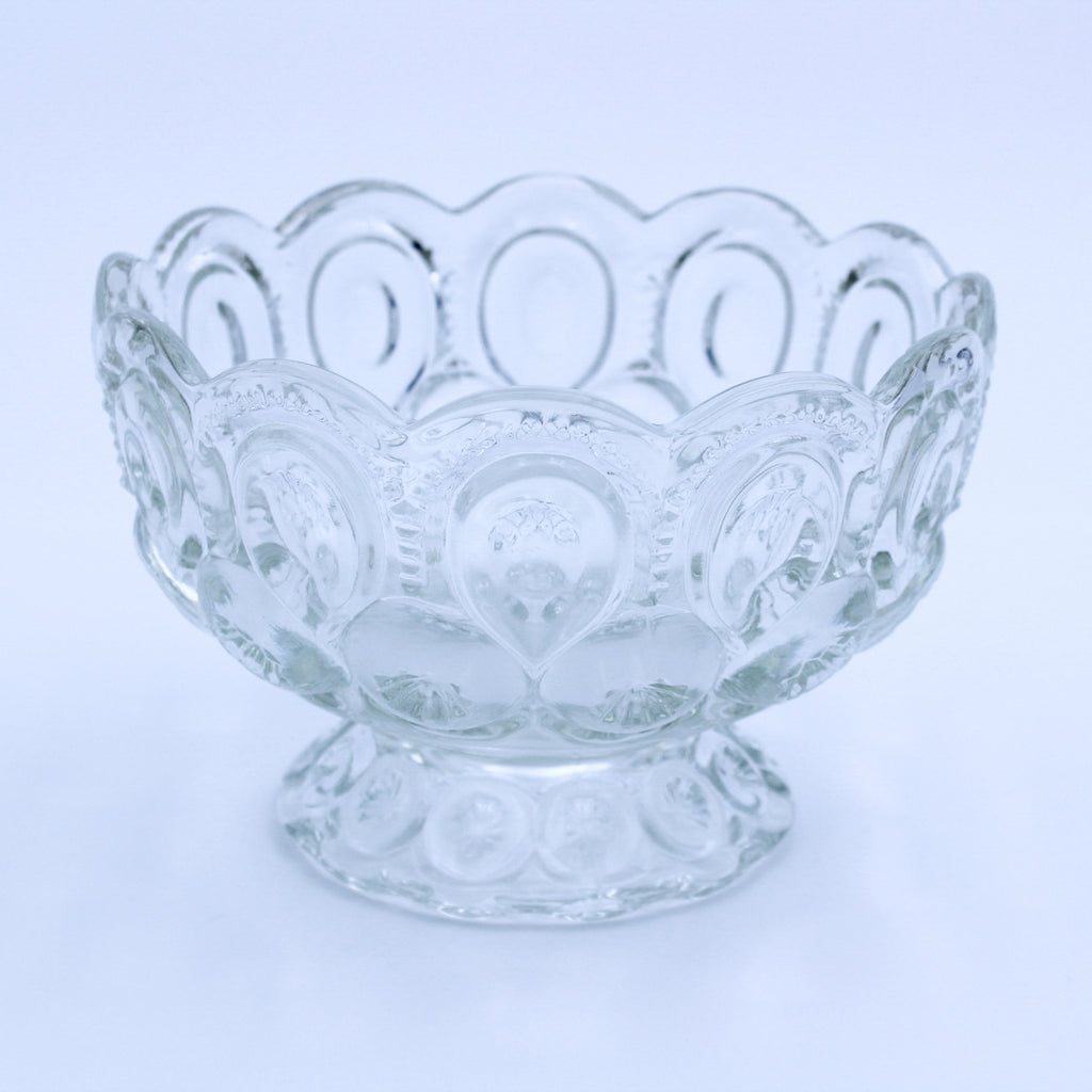 Vintage L.E. Smith Moon & Star Clear Glass Pedestal Dish Bowl 6"