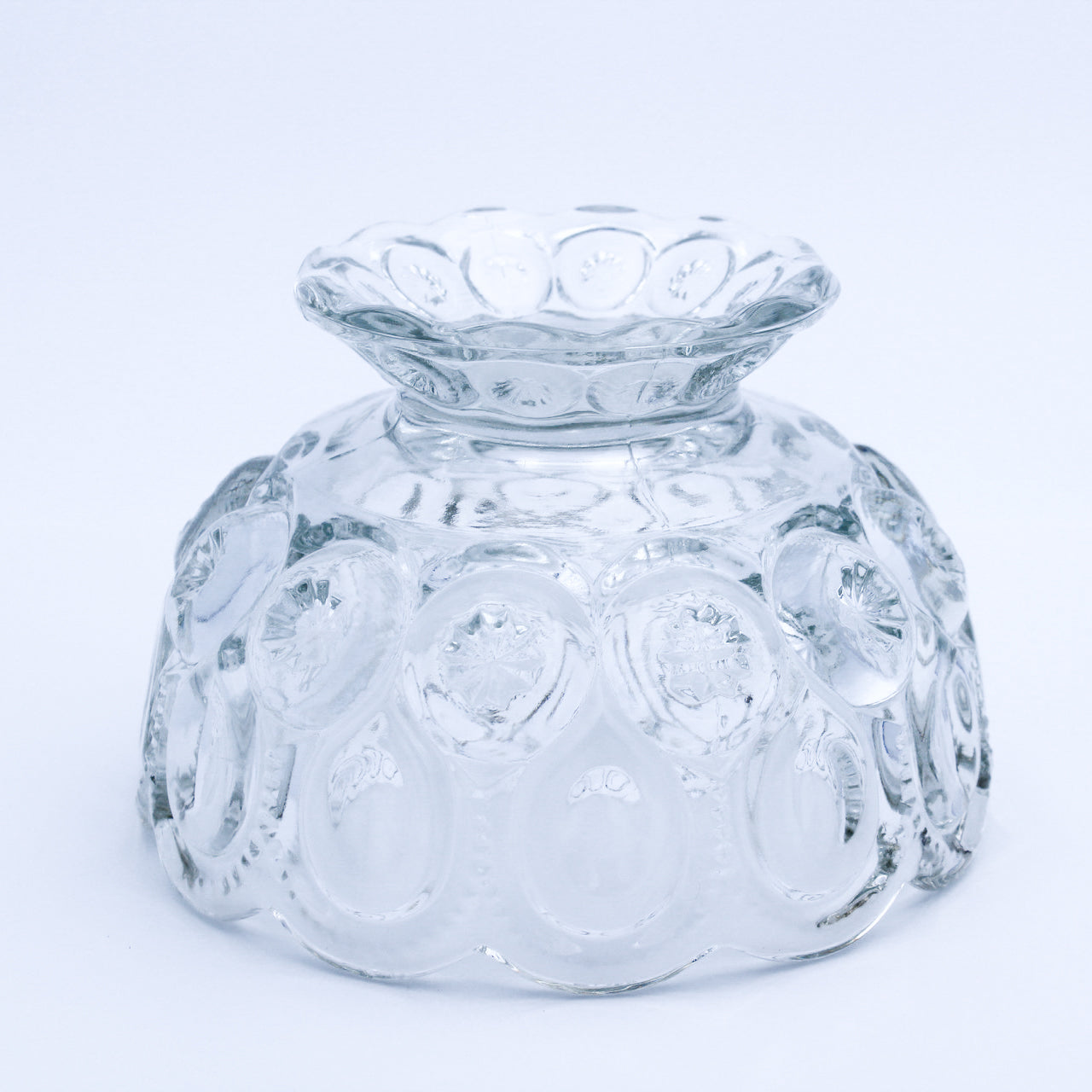 Vintage L.E. Smith Moon & Star Clear Glass Pedestal Dish Bowl 6"