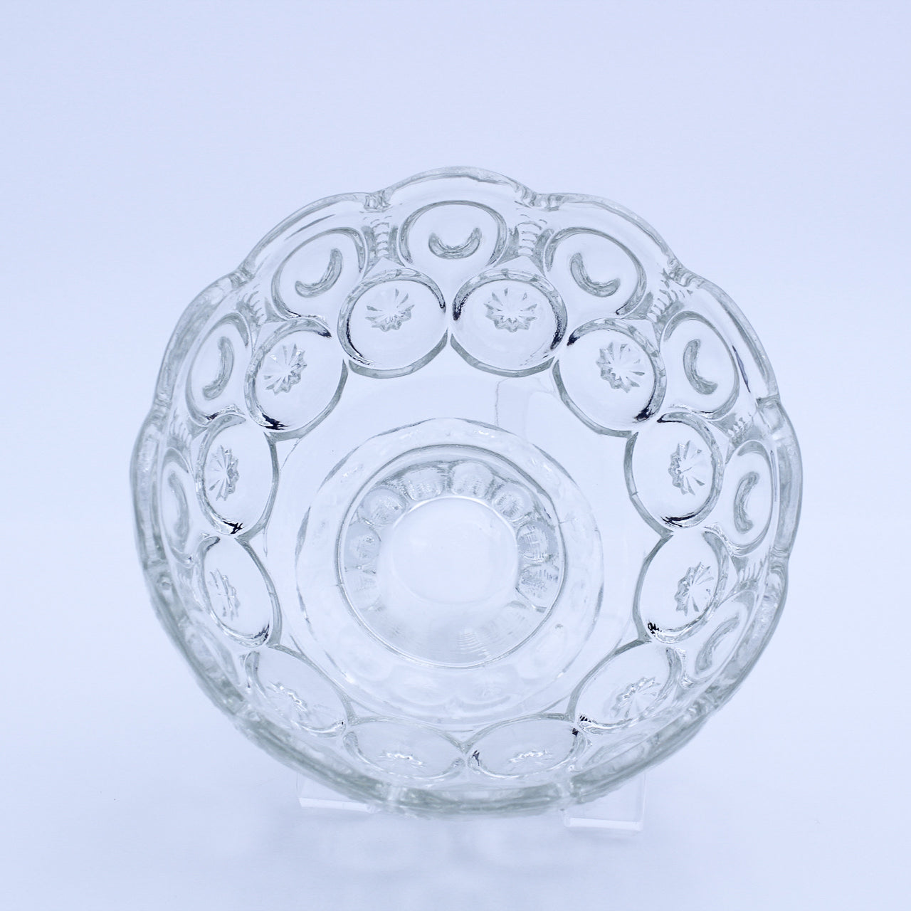 Vintage L.E. Smith Moon & Star Clear Glass Pedestal Dish Bowl 6"