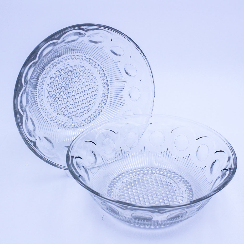 Vintage US Glass Manhattan Bullseye Clear Bowls 8.5" – Set of 2