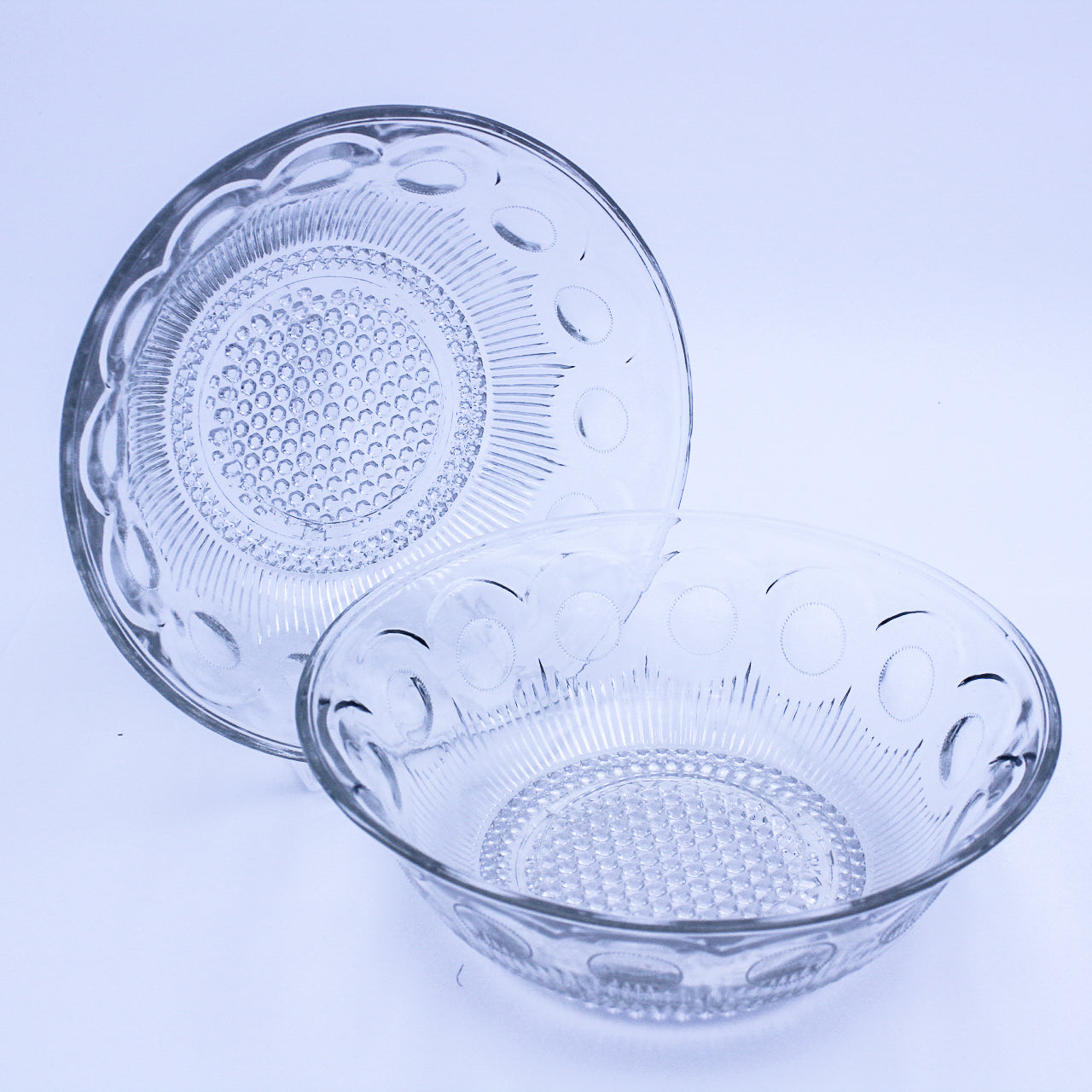 Vintage US Glass Manhattan Bullseye Clear Bowls 8.5" – Set of 2