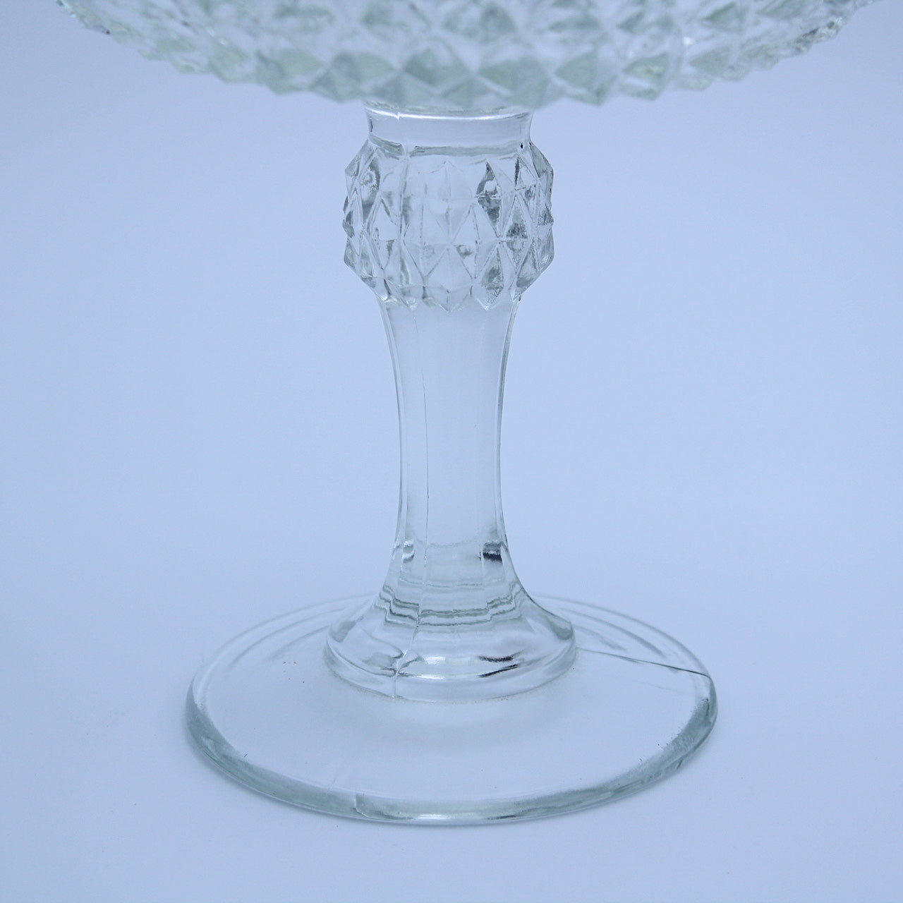 Vintage Indiana Glass Diamond Point Pedestal Candy Dish w/ Lid, 12"