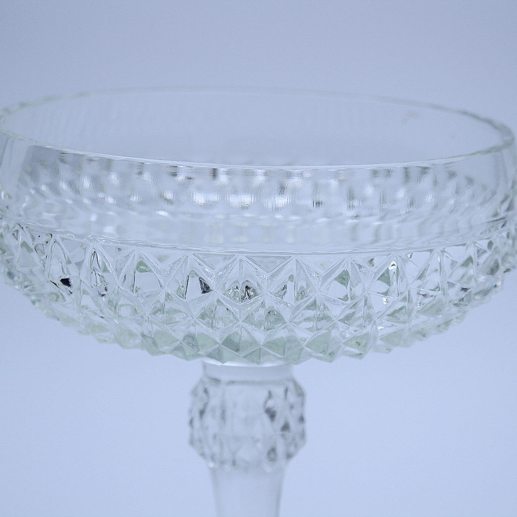 Vintage Indiana Glass Diamond Point Pedestal Candy Dish w/ Lid, 12"