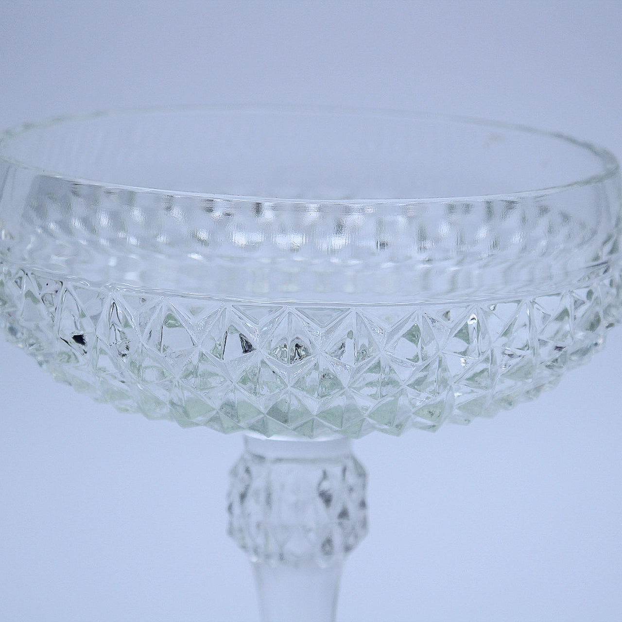 Vintage Indiana Glass Diamond Point Pedestal Candy Dish w/ Lid, 12"