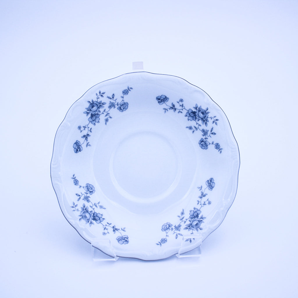 Johann Haviland Blue Garland Tea Saucers Set of 8 – Platinum Trim