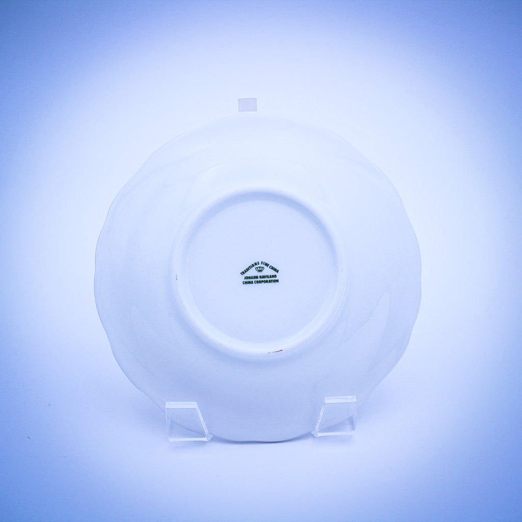 Johann Haviland Blue Garland Tea Saucers Set of 8 – Platinum Trim