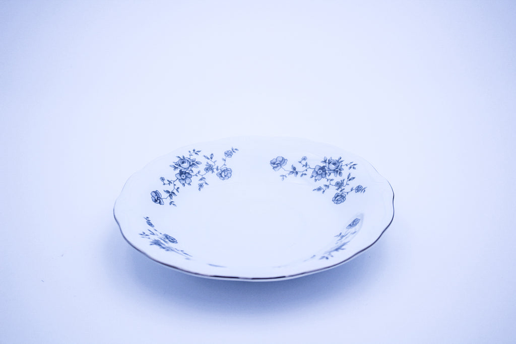 Johann Haviland Blue Garland Tea Saucers Set of 8 – Platinum Trim