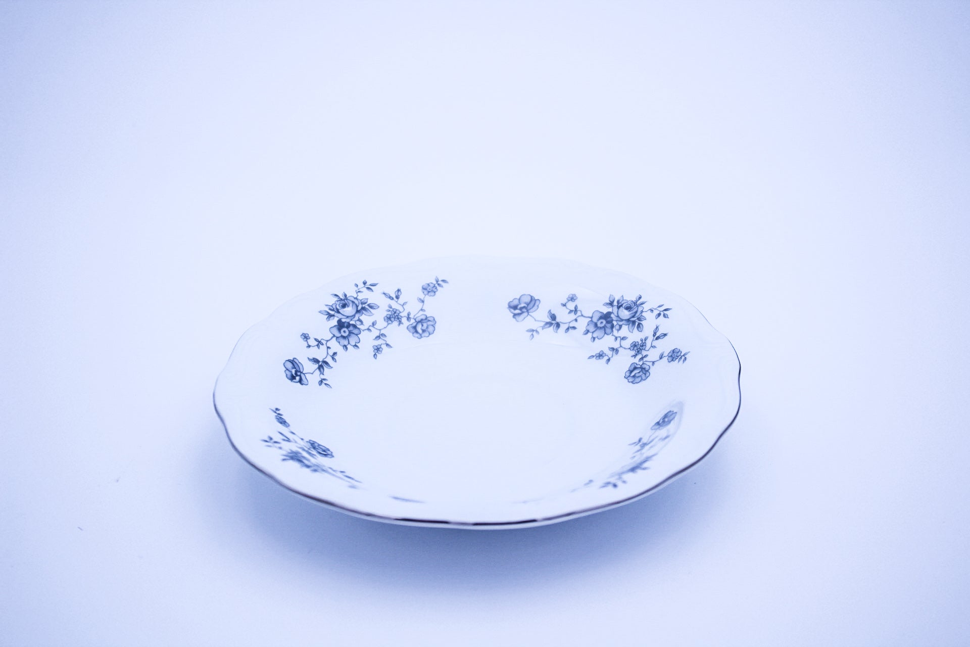 Johann Haviland Blue Garland Tea Saucers Set of 8 – Platinum Trim