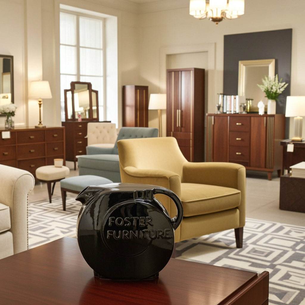 Frankoma #88 Pitcher, Vintage Foster Furniture Advertising Piece