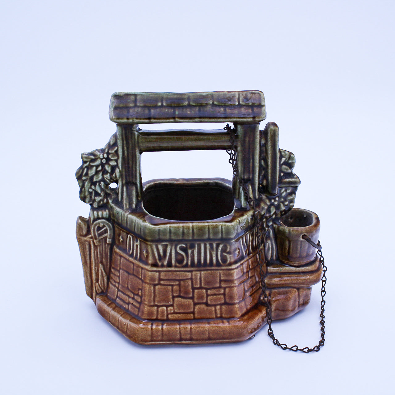 1950s Vintage McCoy Wishing Well Planter with Chain