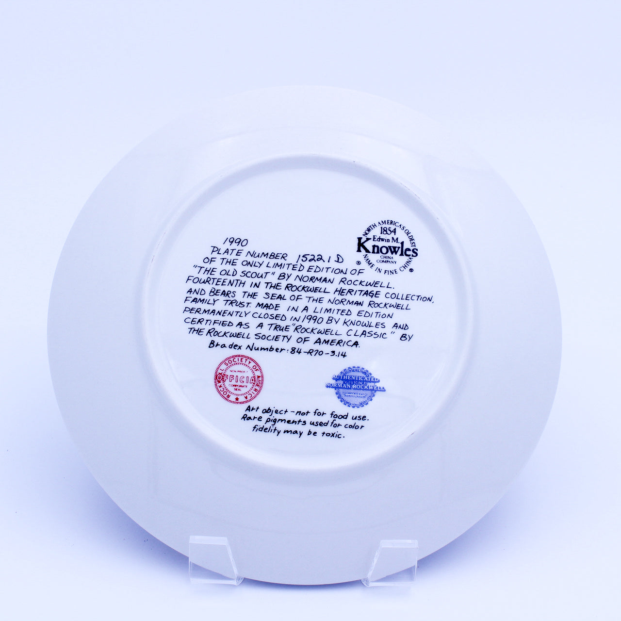 Norman Rockwell Plate – The Old Scout – Knowles Heritage – COA & Box – 1990