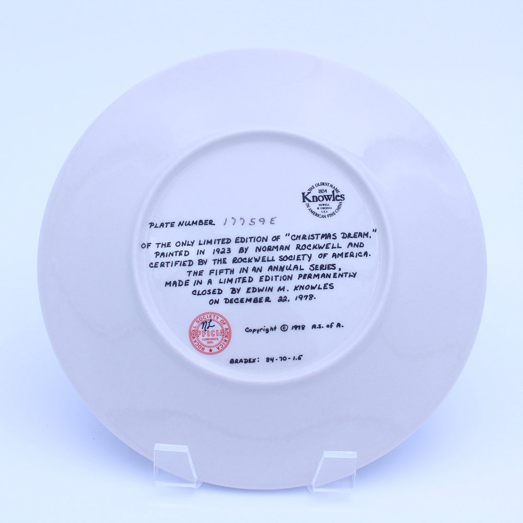 Norman Rockwell Plate – Christmas Dream – Knowles Heritage – COA & Box – 1978