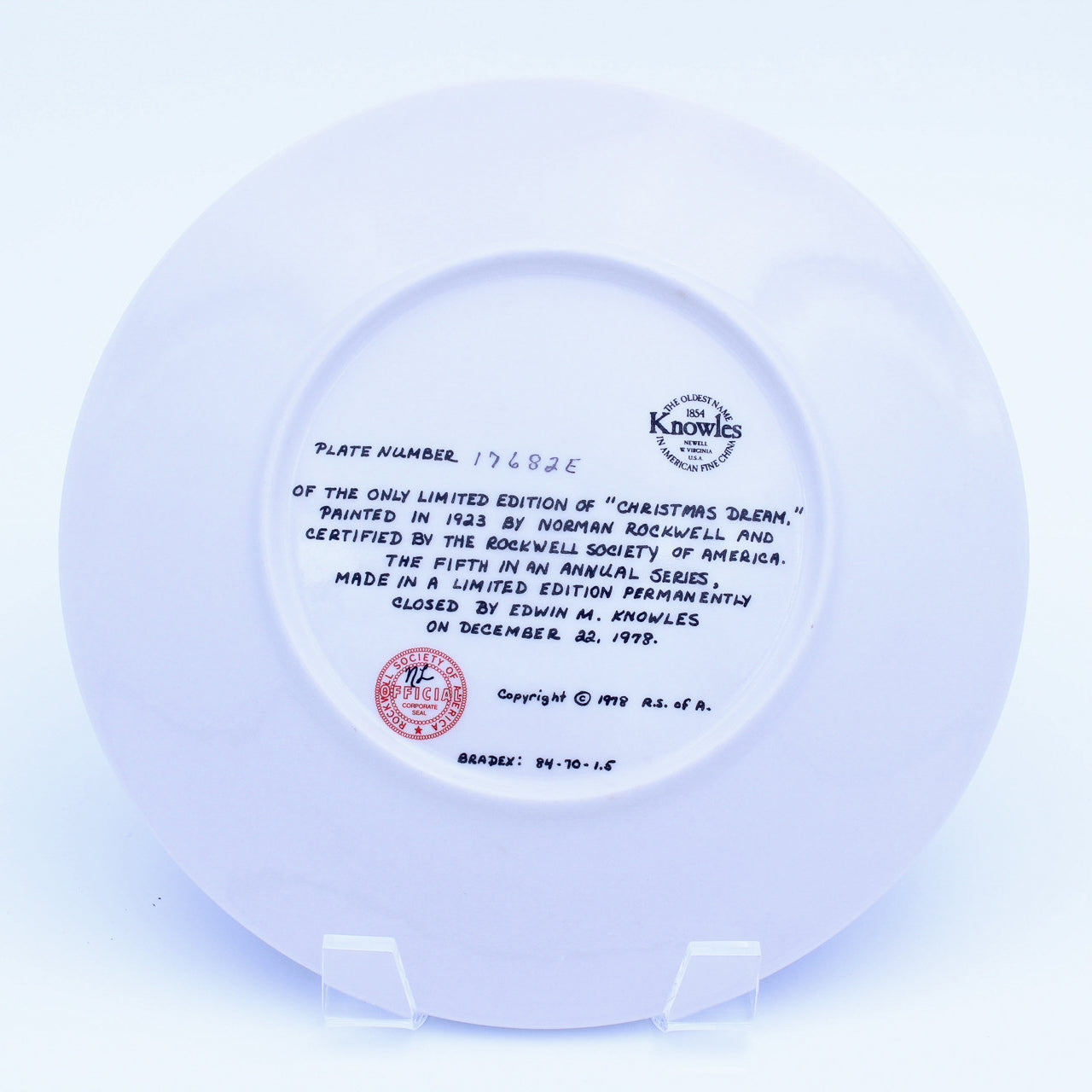 Norman Rockwell Plate – Christmas Dream – Knowles Heritage – COA & Box – 1978