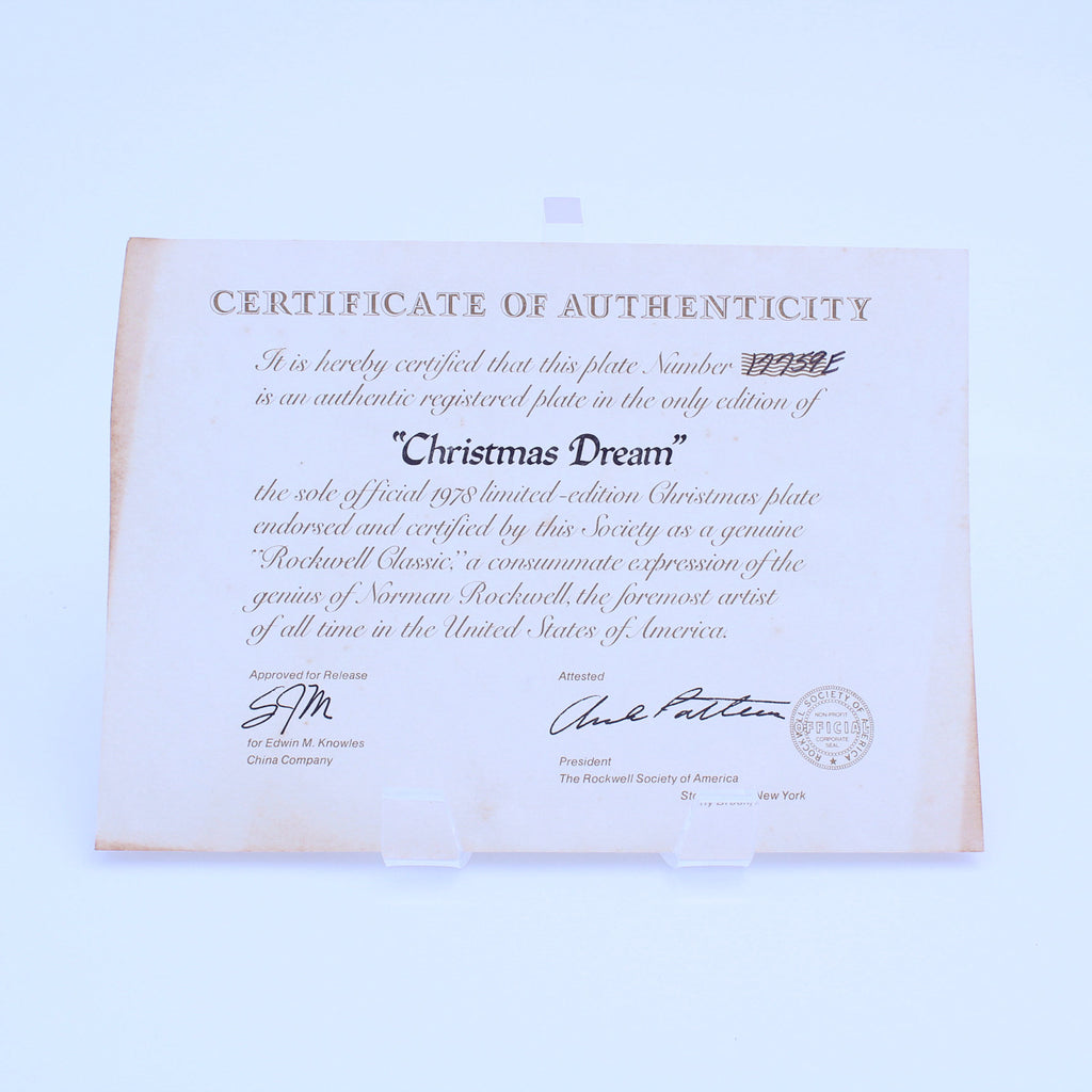 Norman Rockwell Plate – Christmas Dream – Knowles Heritage – COA & Box – 1978