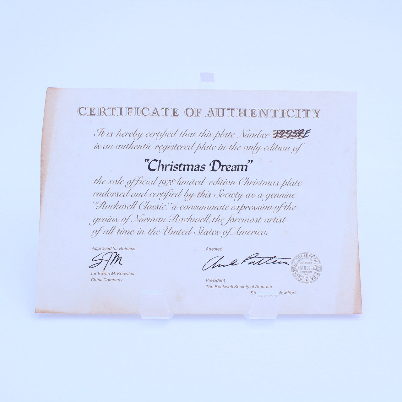 Norman Rockwell Plate – Christmas Dream – Knowles Heritage – COA & Box – 1978