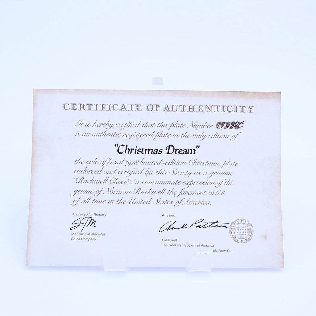 Norman Rockwell Plate – Christmas Dream – Knowles Heritage – COA & Box – 1978