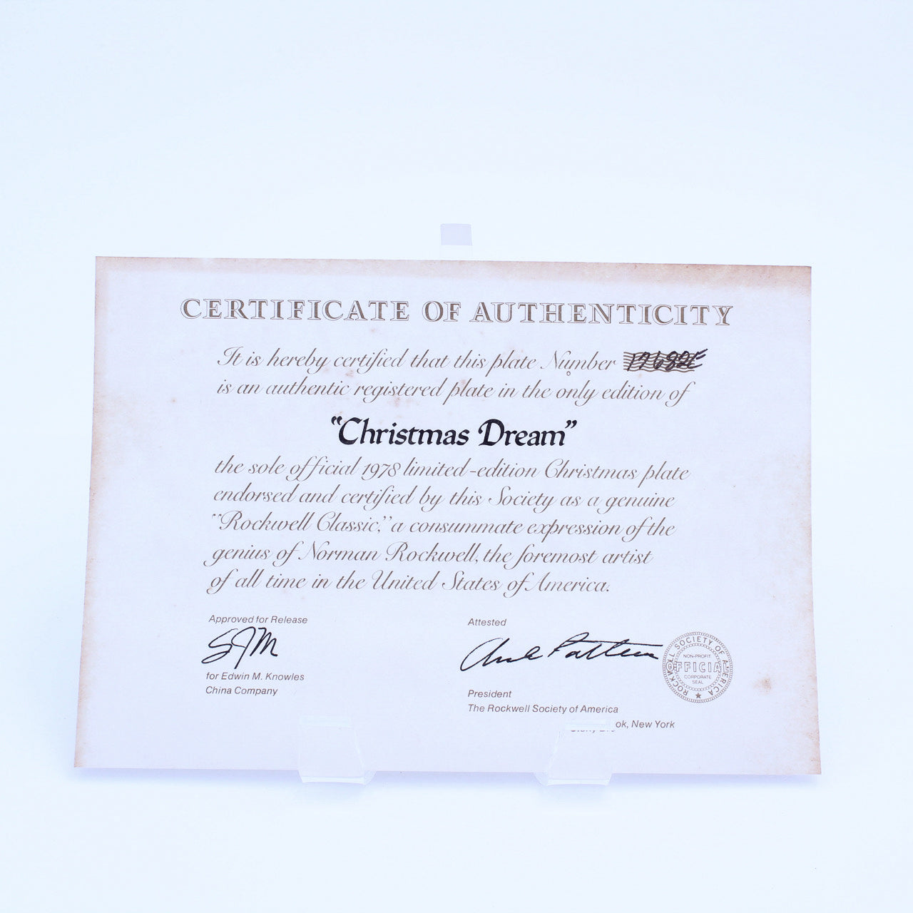 Norman Rockwell Plate – Christmas Dream – Knowles Heritage – COA & Box – 1978