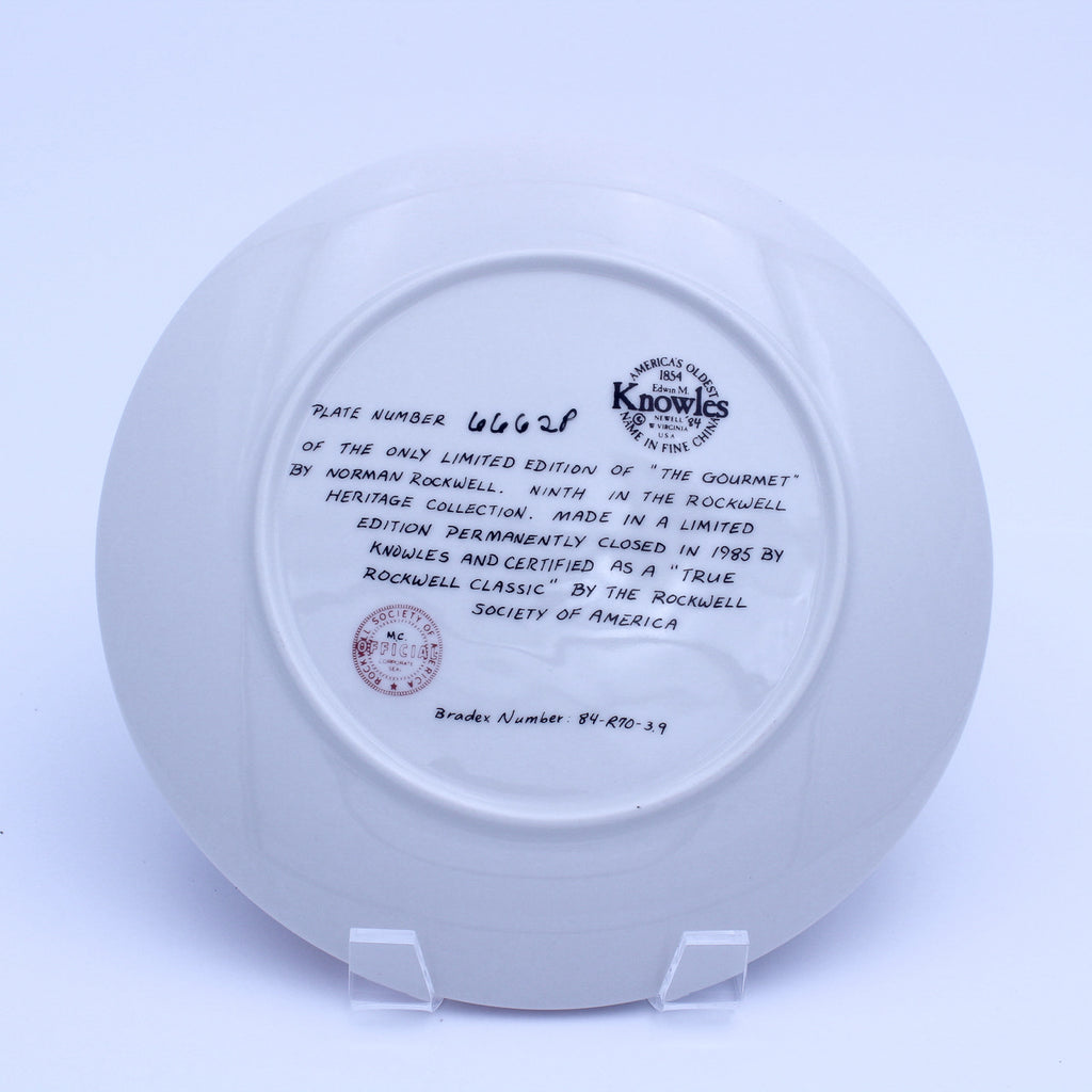 Norman Rockwell Plate – The Gourmet – Knowles Heritage – COA & Box – 1985